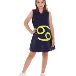 HPO Kids Child's Girl 12 Constellation Of Cancer Party Troll Dress Costume | Blue Halloween Costume