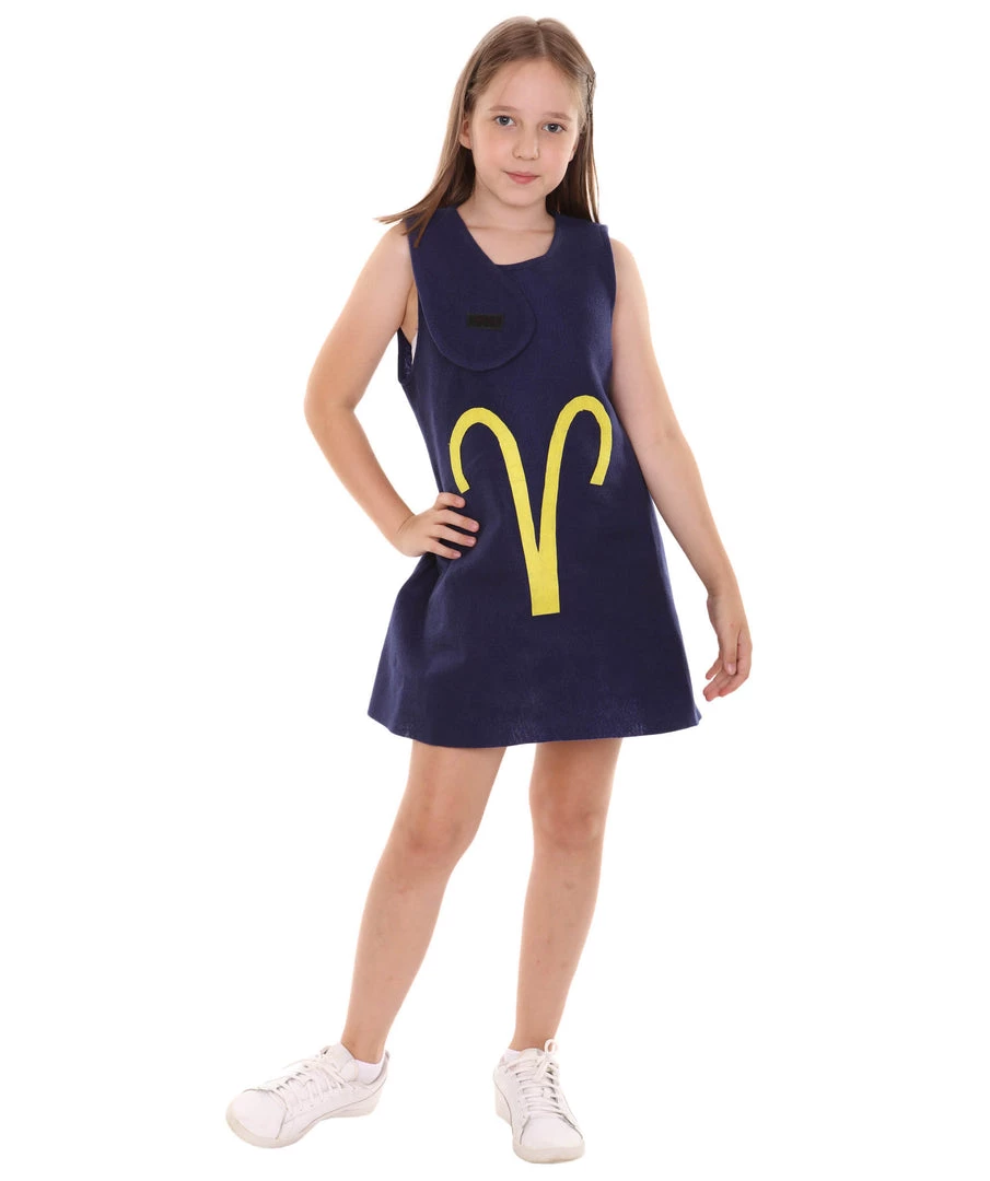HPO Kids Child's Girl 12 Constellation Of Aries Party Troll Dress Costume | Blue Halloween Costume 1 HPO Kids Child's Girl 12 Constellation Of Aries Party Troll Dress Costume | Blue Halloween Costume