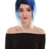 BC Mid Ombre | Women's Blue Color Straight Shoulder Length Trendy Mid Ombre Wig