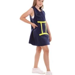 HPO Kids Child's Girl 12 Constellation Of Gemini Party Troll Dress Costume | Blue Halloween Costume