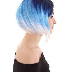 BC Mid Ombre | Women's Blue Color Straight Shoulder Length Trendy Mid Ombre Wig
