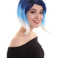 BC Mid Ombre | Women's Blue Color Straight Shoulder Length Trendy Mid Ombre Wig