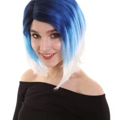 BC Mid Ombre | Women's Blue Color Straight Shoulder Length Trendy Mid Ombre Wig