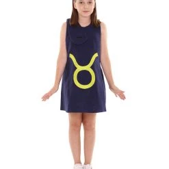HPO Child's Girl 12 Constellation Of Taurus Party Troll Dress Costume |Blue Halloween Costume