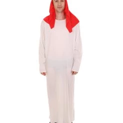 HPO Adult Men's Sheikh Arabian Costume | White & Red Cosplay Costume
