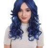 HPO Galactic Ice Princess | Women's Dark Blue Color Wavy Shoulder Length Trendy Galactic Ice Princess Wig