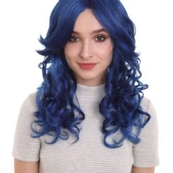 HPO Galactic Ice Princess | Women's Dark Blue Color Wavy Shoulder Length Trendy Galactic Ice Princess Wig
