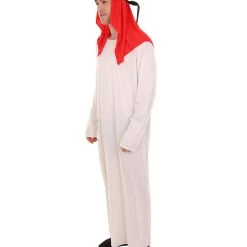 HPO Adult Men's Sheikh Arabian Costume | White & Red Cosplay Costume