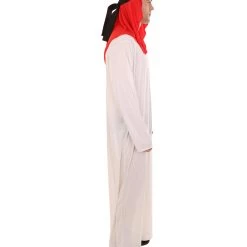 HPO Adult Men's Sheikh Arabian Costume | White & Red Cosplay Costume