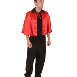 HPO Adult Men's Vampire Cape Costume | Red & Black Halloween Costume 8 HPO Adult Men's Vampire Cape Costume | Red & Black Halloween Costume