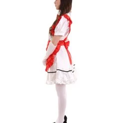 HPO Adult Women's Anime Cosplay French Maid Fancy Uniform Costume | Red Cosplay Costume