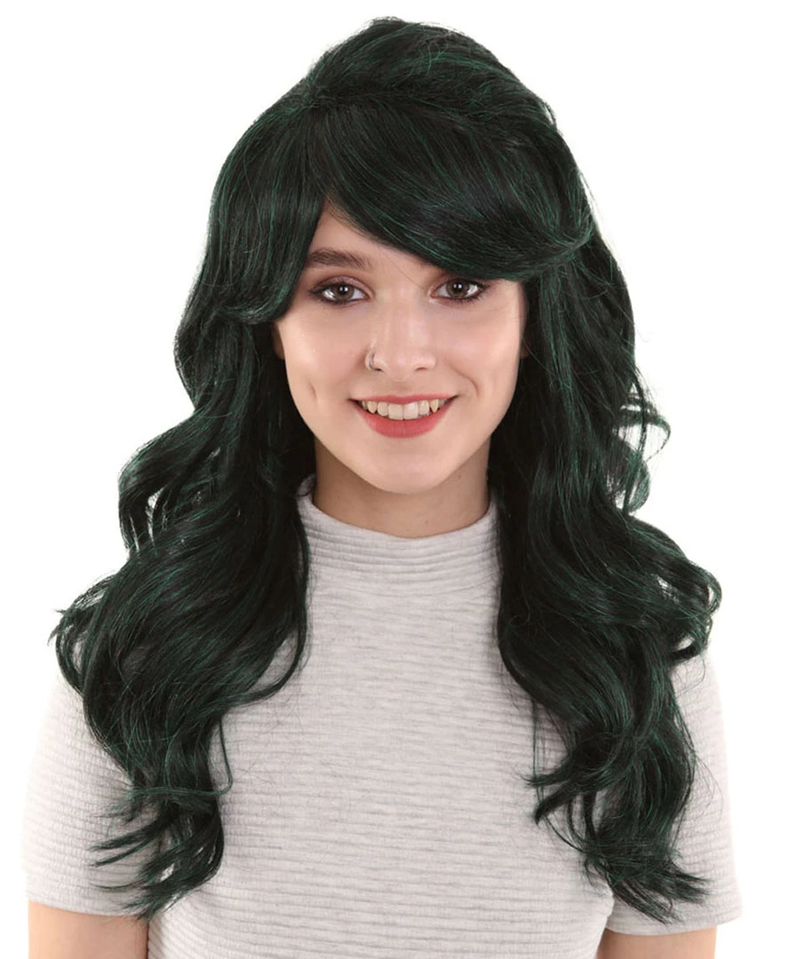 BC Women's Dark Green Color Curly Long Length Trendy Space Invader Wig 1 BC Women's Dark Green Color Curly Long Length Trendy Space Invader Wig