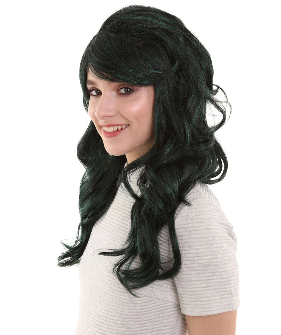 BC Women's Dark Green Color Curly Long Length Trendy Space Invader Wig 2 BC Women's Dark Green Color Curly Long Length Trendy Space Invader Wig