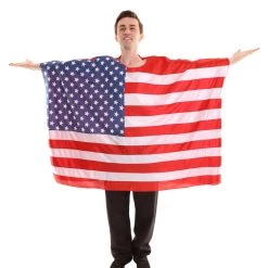 FLAGWIGS Adult Men's USA Flag Tunic Sports Costume | Patriotic Multi Color Cosplay Costume