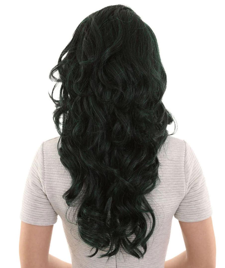 BC Women's Dark Green Color Curly Long Length Trendy Space Invader Wig 3 BC Women's Dark Green Color Curly Long Length Trendy Space Invader Wig