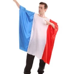 FLAGWIGS Adult Men's France Flag Tunic Sport Costume | Patriotic Multi Color Cosplay Costume