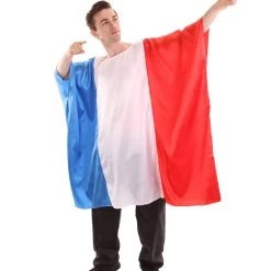 FLAGWIGS Adult Men's France Flag Tunic Sport Costume | Patriotic Multi Color Cosplay Costume