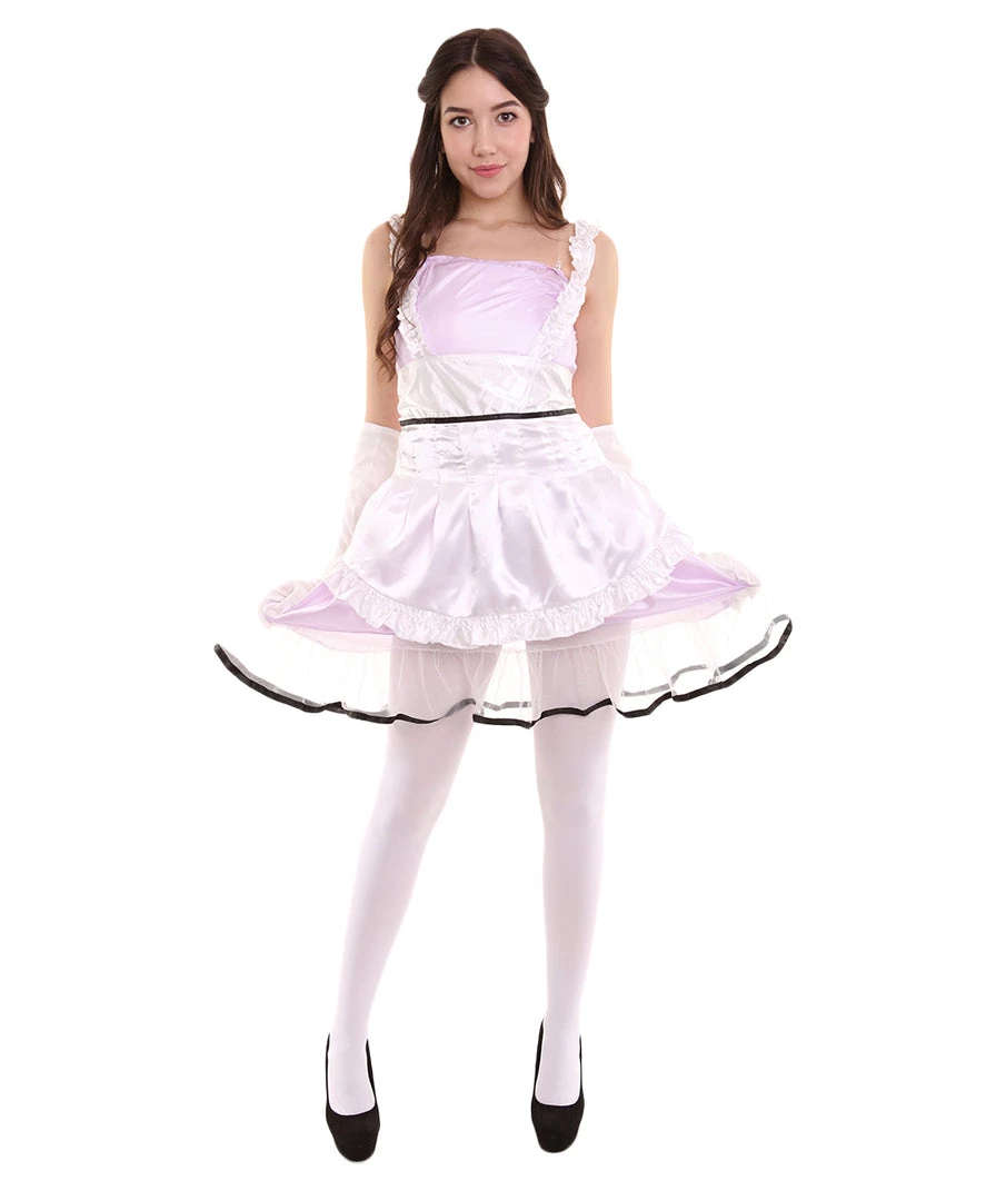 HPO Adult Women's Sexy French Maid Uniform Costume | Light Purple Cosplay Costume 2 HPO Adult Women's Sexy French Maid Uniform Costume | Light Purple Cosplay Costume