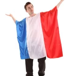 FLAGWIGS Adult Men's France Flag Tunic Sport Costume | Patriotic Multi Color Cosplay Costume