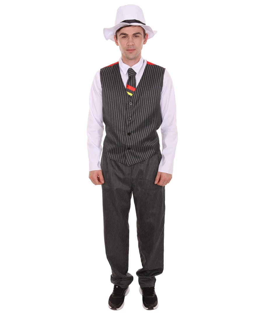 HPO Adult Men's Gangster Costume | Black,Red & White Cosplay Costume 2 HPO Adult Men's Gangster Costume | Black,Red & White Cosplay Costume