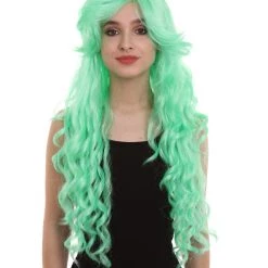 BC Women's Mint Green Color Curly Long Length Trendy Wig
