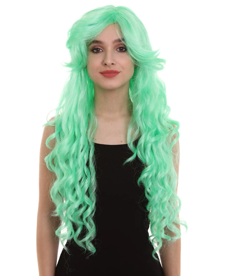 BC Women's Mint Green Color Curly Long Length Trendy Wig 1 BC Women's Mint Green Color Curly Long Length Trendy Wig