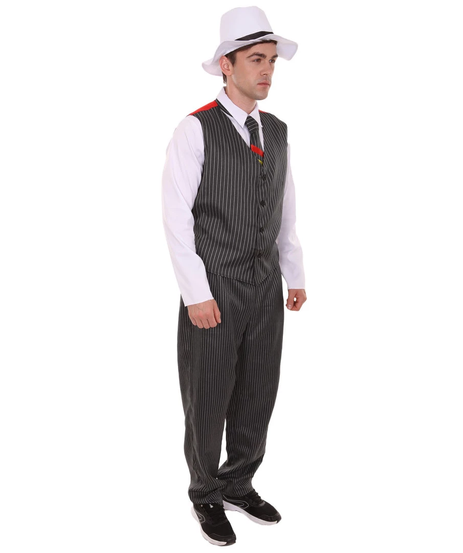 HPO Adult Men's Gangster Costume | Black,Red & White Cosplay Costume 7 HPO Adult Men's Gangster Costume | Black,Red & White Cosplay Costume
