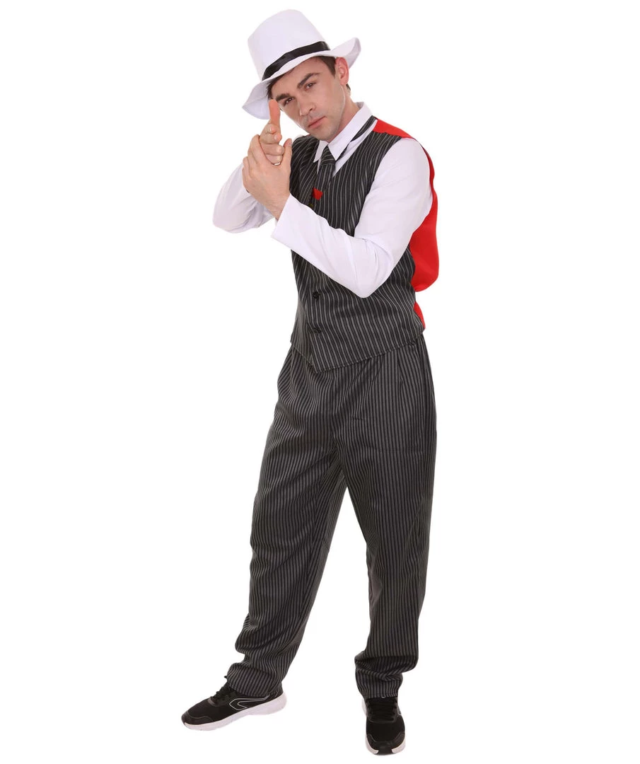 HPO Adult Men's Gangster Costume | Black,Red & White Cosplay Costume 8 HPO Adult Men's Gangster Costume | Black,Red & White Cosplay Costume