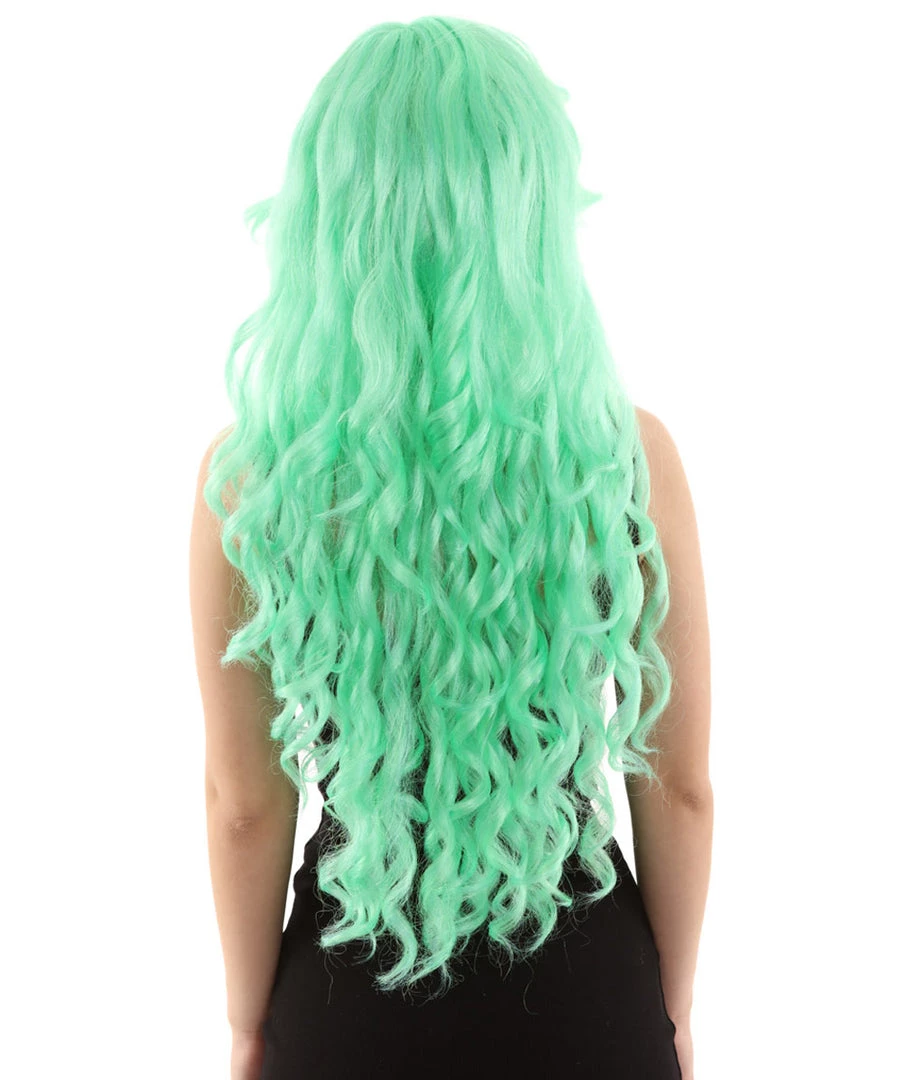 BC Women's Mint Green Color Curly Long Length Trendy Wig 4 BC Women's Mint Green Color Curly Long Length Trendy Wig