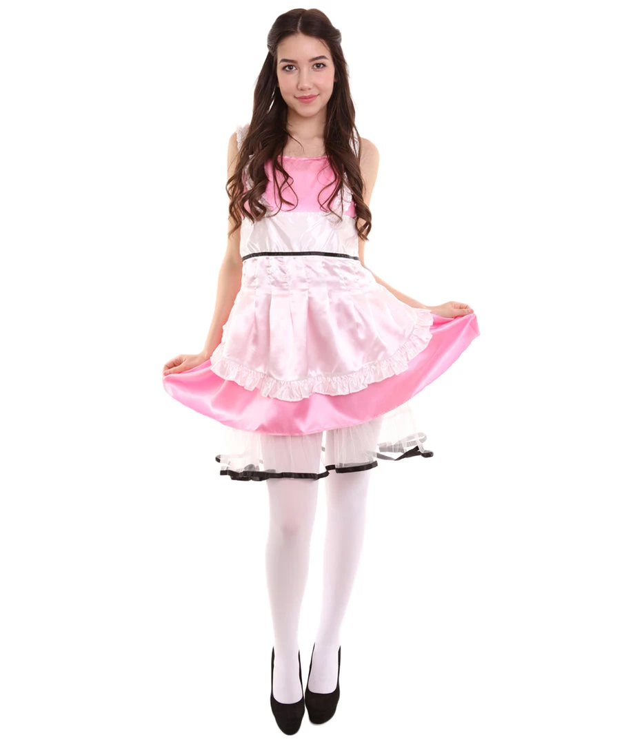 HPO Adult Women's Anime Cosplay French Maid Fancy Uniform Costume | Light Pink Cosplay Costume 2 HPO Adult Women's Anime Cosplay French Maid Fancy Uniform Costume | Light Pink Cosplay Costume