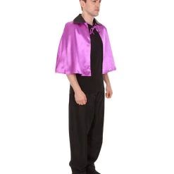 HPO Adult Men's Vampire Cape | Light Purple & Black Halloween Costume 8 HPO Adult Men's Vampire Cape | Light Purple & Black Halloween Costume