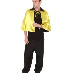 HPO Adult Men's Vampire Cape | Gold & Black Halloween Costume