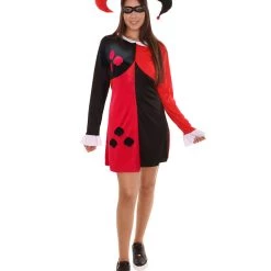 HPO Adult Women's Clubs Poker Dress Costume | Black & Red Cosplay Costume