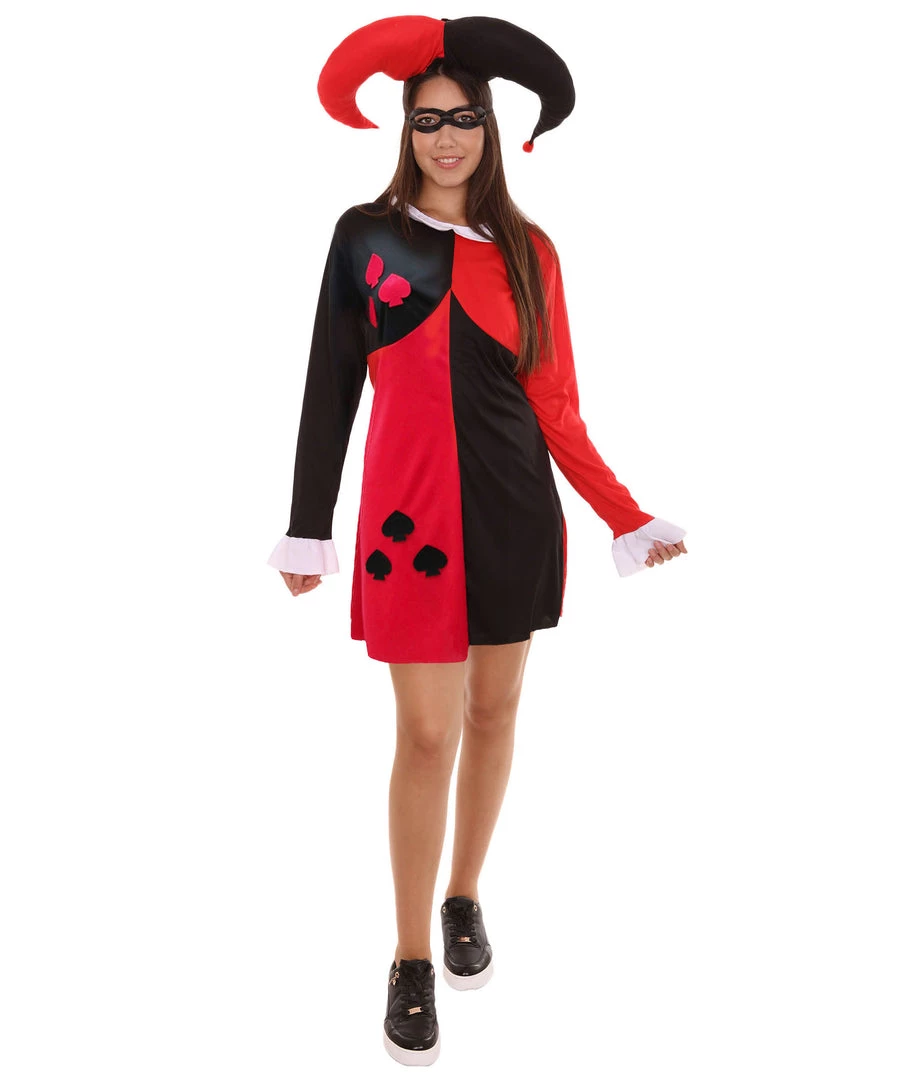 HPO Adult Women's Clubs Poker Dress Costume | Black & Red Cosplay Costume 2 HPO Adult Women's Clubs Poker Dress Costume | Black & Red Cosplay Costume