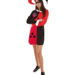 HPO Adult Women's Clubs Poker Dress Costume | Black & Red Cosplay Costume