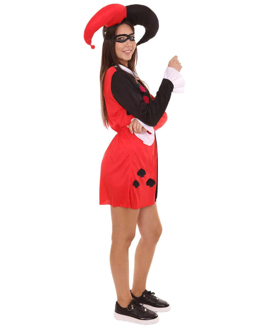HPO Adult Women's Clubs Poker Dress Costume | Black & Red Cosplay Costume 7 HPO Adult Women's Clubs Poker Dress Costume | Black & Red Cosplay Costume