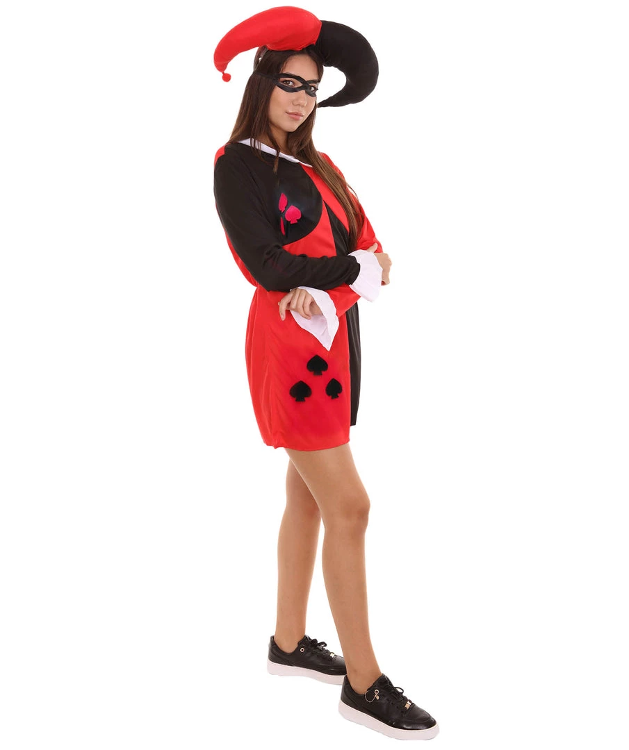 HPO Adult Women's Clubs Poker Dress Costume | Black & Red Cosplay Costume 6 HPO Adult Women's Clubs Poker Dress Costume | Black & Red Cosplay Costume