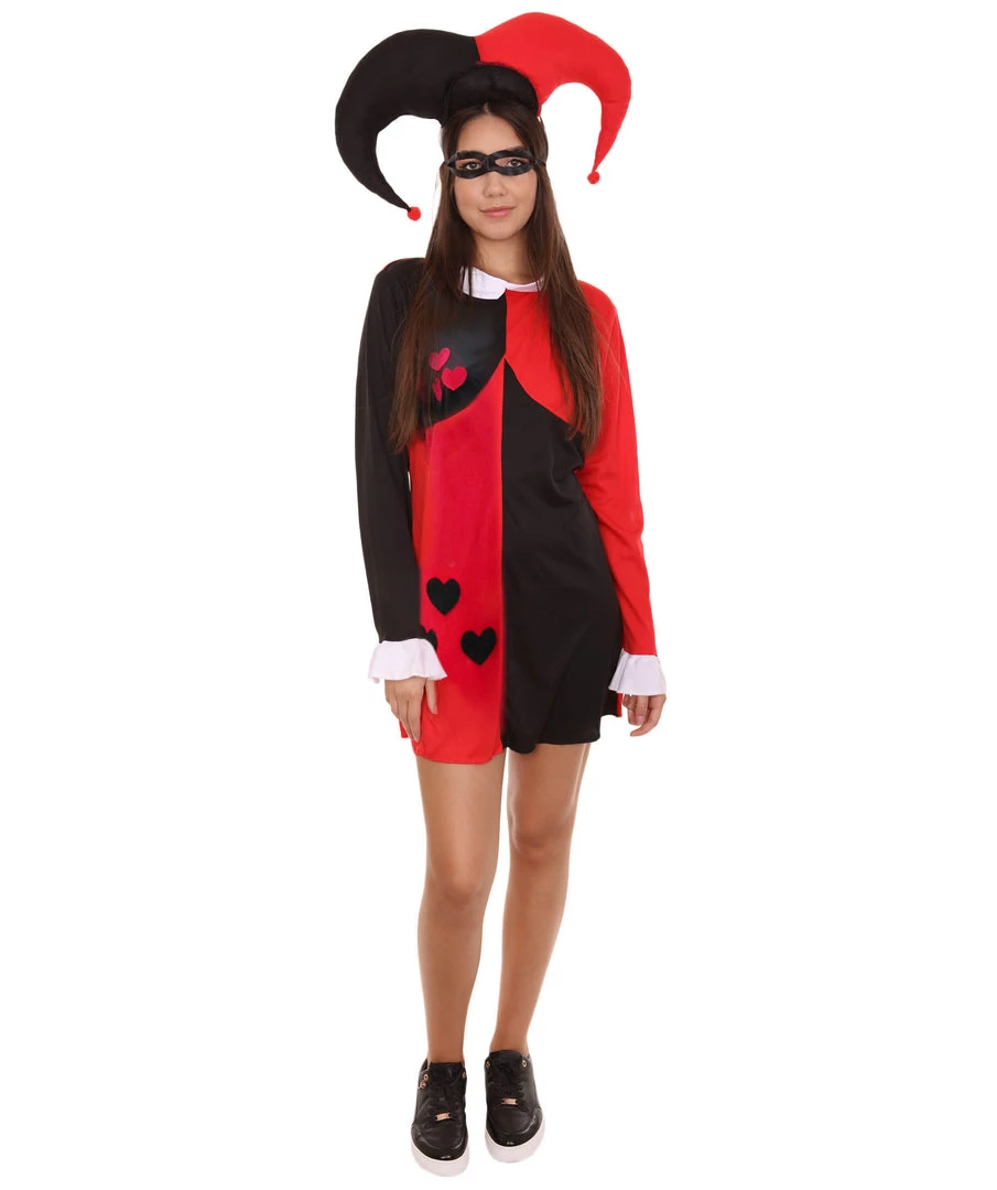 HPO Adult Women's Hearts Poker Dress Costume | Black And Red Cosplay Costume 2 HPO Adult Women's Hearts Poker Dress Costume | Black And Red Cosplay Costume