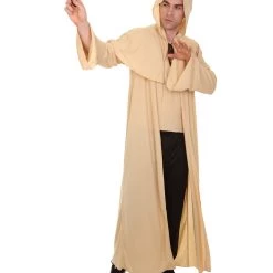 HPO Adult Men's Wizard Robe Storybook & Fairytale Costume | Light Brown Halloween Costume