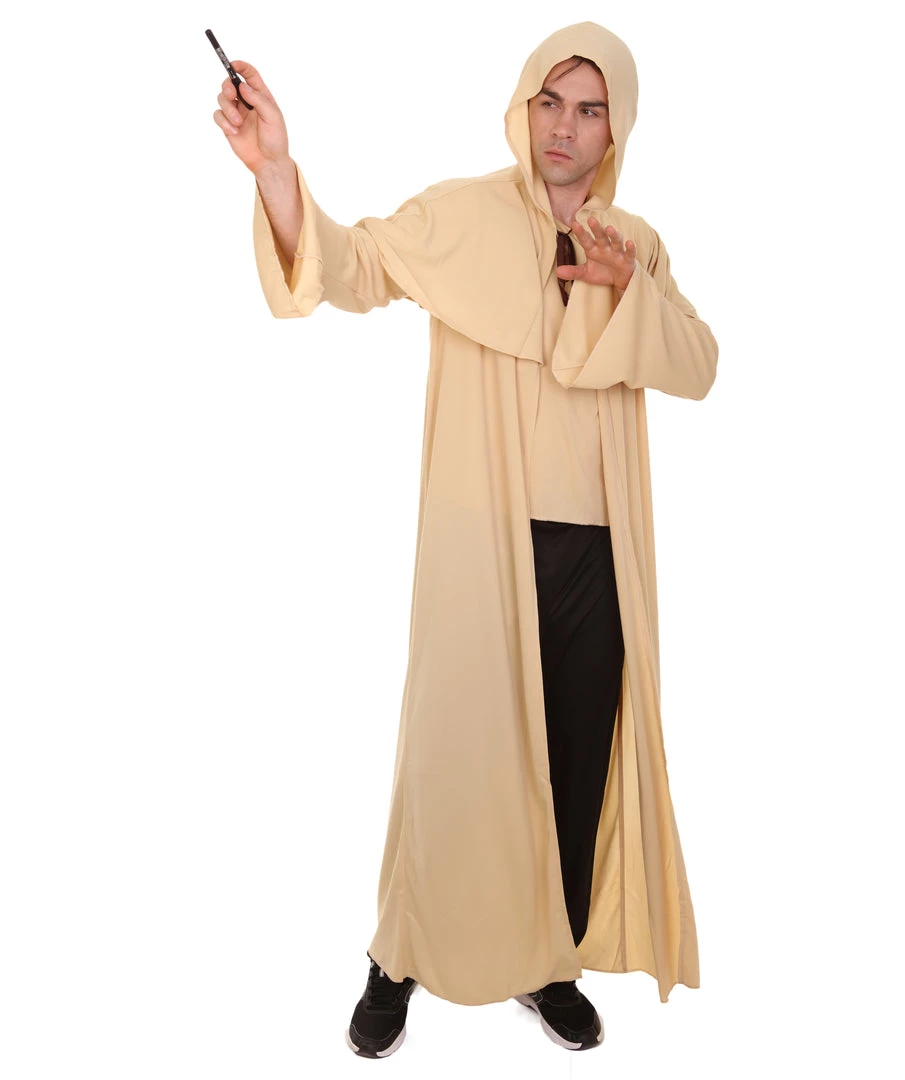 HPO Adult Men's Wizard Robe Storybook & Fairytale Costume | Light Brown Halloween Costume 1 HPO Adult Men's Wizard Robe Storybook & Fairytale Costume | Light Brown Halloween Costume