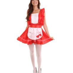 HPO Adult Women's Naught French Maid Uniform Costume | Red Cosplay Costume