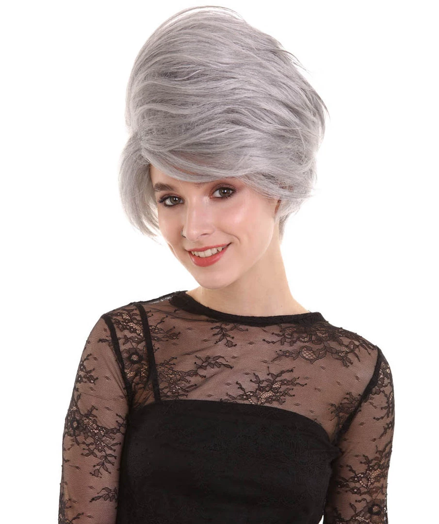 BC Adult Women's Grey Color Straight Updo Trendy Wig 1 BC Adult Women's Grey Color Straight Updo Trendy Wig