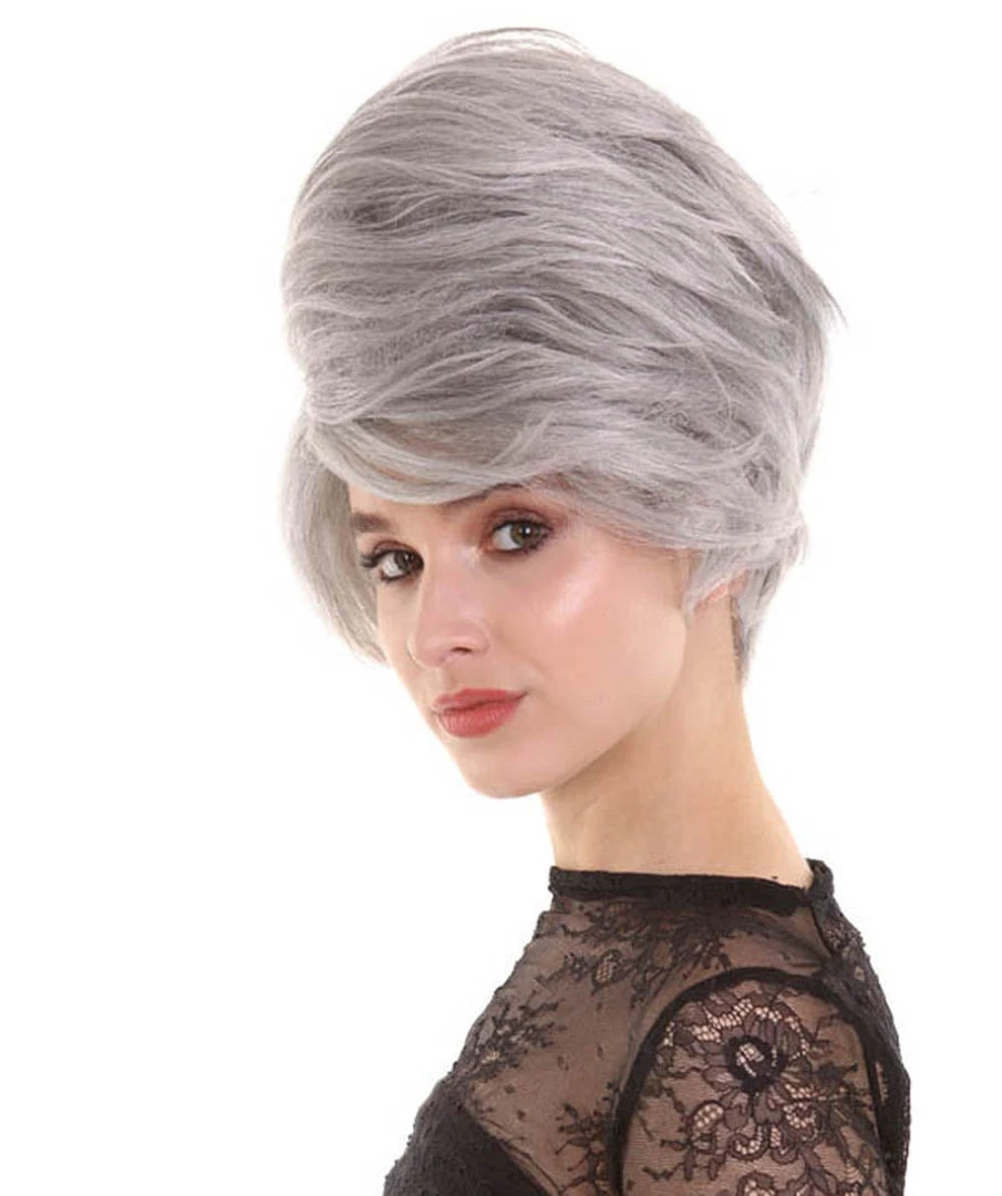 BC Adult Women's Grey Color Straight Updo Trendy Wig 2 BC Adult Women's Grey Color Straight Updo Trendy Wig