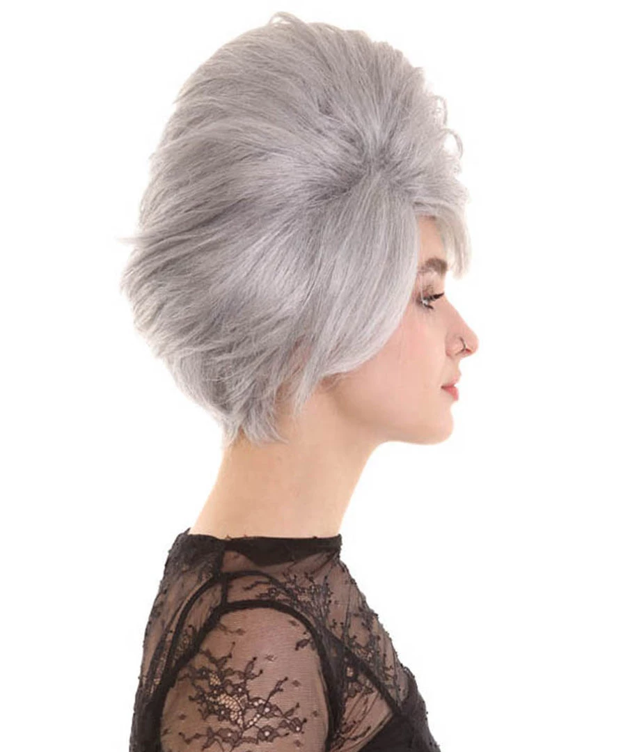 BC Adult Women's Grey Color Straight Updo Trendy Wig 5 BC Adult Women's Grey Color Straight Updo Trendy Wig