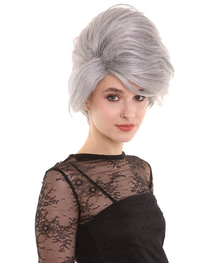 BC Adult Women's Grey Color Straight Updo Trendy Wig 6 BC Adult Women's Grey Color Straight Updo Trendy Wig