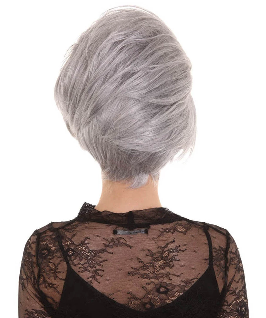 BC Adult Women's Grey Color Straight Updo Trendy Wig 4 BC Adult Women's Grey Color Straight Updo Trendy Wig