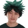 BC Adult Men's Dark Green Color Spiked Cosplay Wig