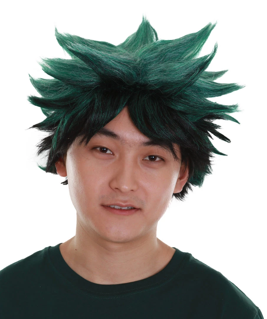 BC Adult Men's Dark Green Color Spiked Cosplay Wig 1 BC Adult Men's Dark Green Color Spiked Cosplay Wig