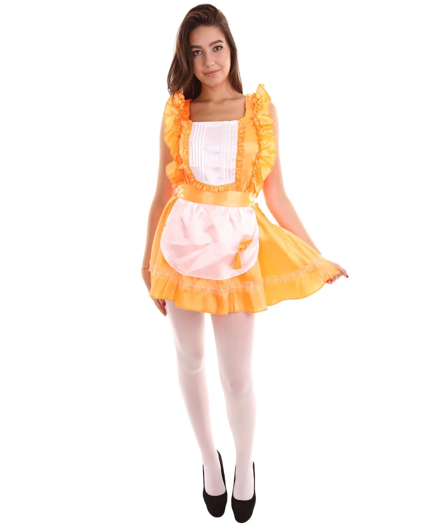 HPO Adult Women's Naught French Maid Uniform Costume | Orange Cosplay Costume 2 HPO Adult Women's Naught French Maid Uniform Costume | Orange Cosplay Costume