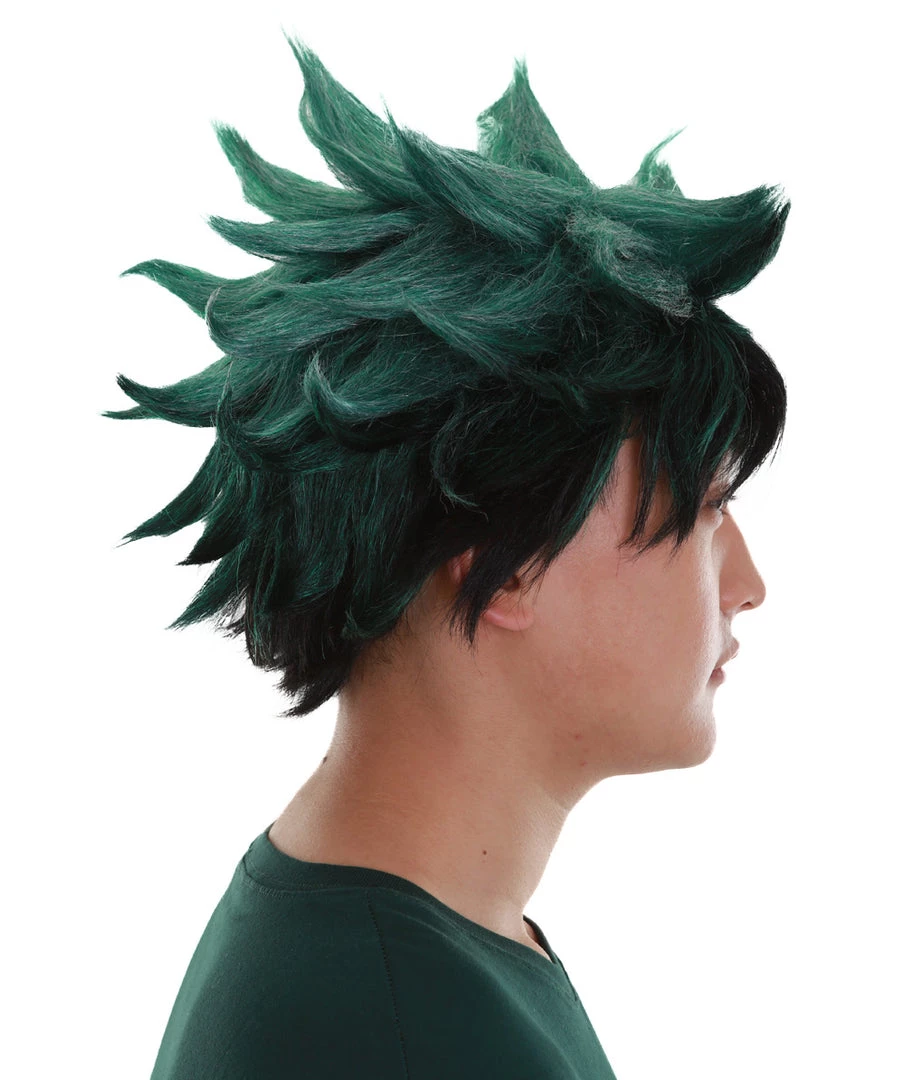 BC Adult Men's Dark Green Color Spiked Cosplay Wig 5 BC Adult Men's Dark Green Color Spiked Cosplay Wig